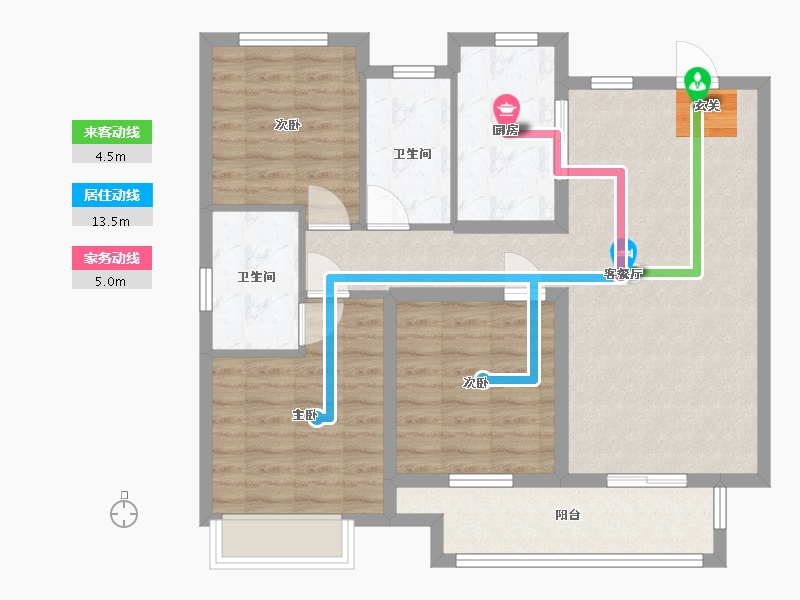 江苏省-扬州市-中海左岸-91.20-户型库-动静线