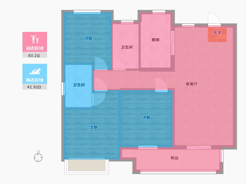 江苏省-扬州市-中海左岸-91.20-户型库-动静分区