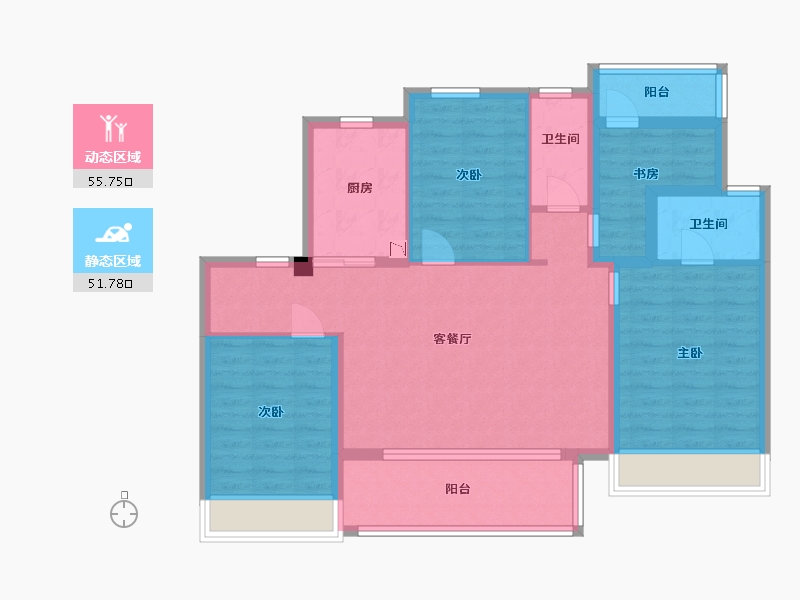 江苏省-苏州市-碧桂园云栖隐山-95.91-户型库-动静分区