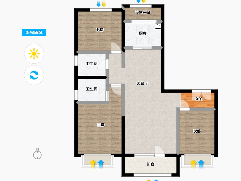 河北省-石家庄市-弘石湾・尚府-92.80-户型库-采光通风