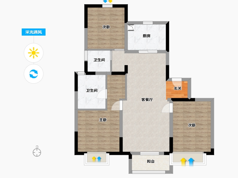 河南省-开封市-富力湾-89.39-户型库-采光通风