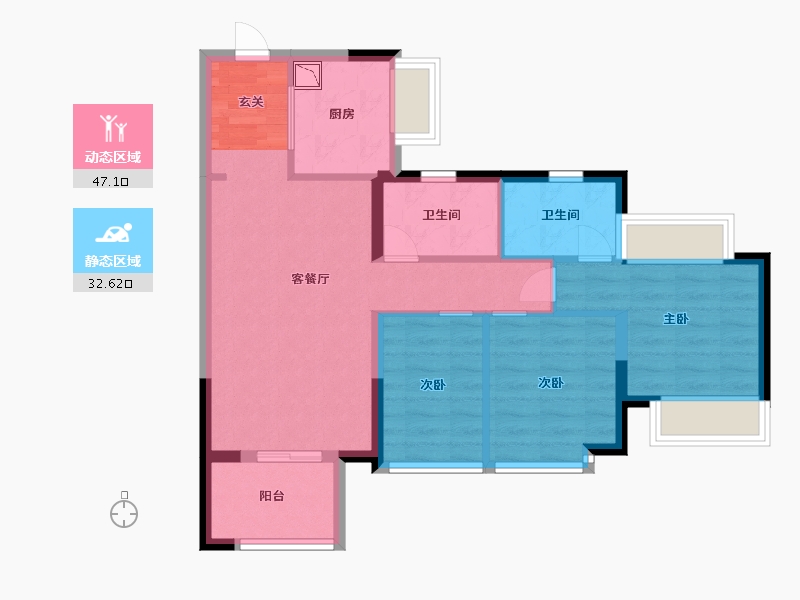 广东省-东莞市-中海・十里溪境-70.40-户型库-动静分区