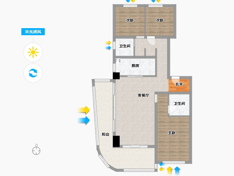 河北省-石家庄市-长安润江壹号-100.12-户型库-采光通风