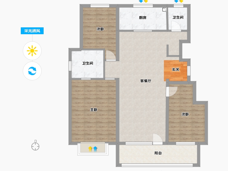 河北省-石家庄市-龙湖九里晴川-104.83-户型库-采光通风