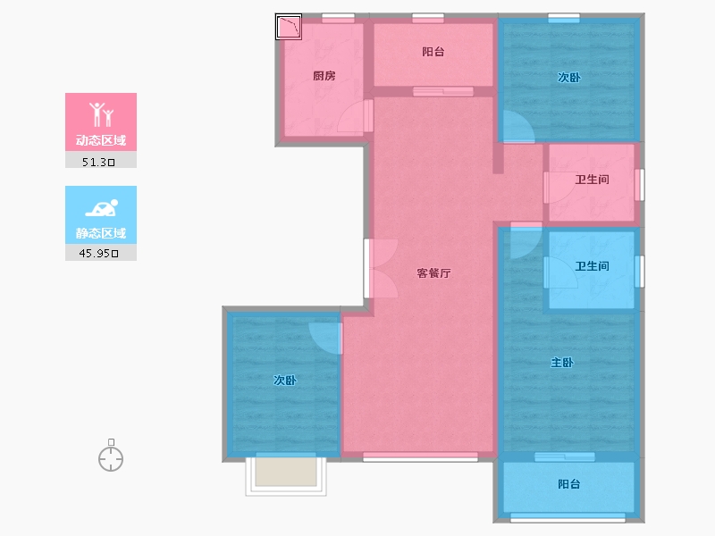 北京-北京市-北京城建·北京合院-86.32-户型库-动静分区