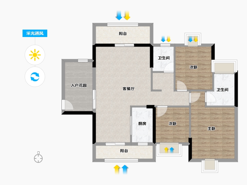 广东省-中山市-锦江尚苑-98.08-户型库-采光通风