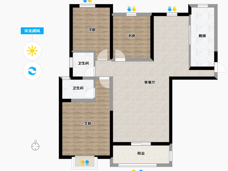 河南省-新乡市-忆通未来城-104.00-户型库-采光通风