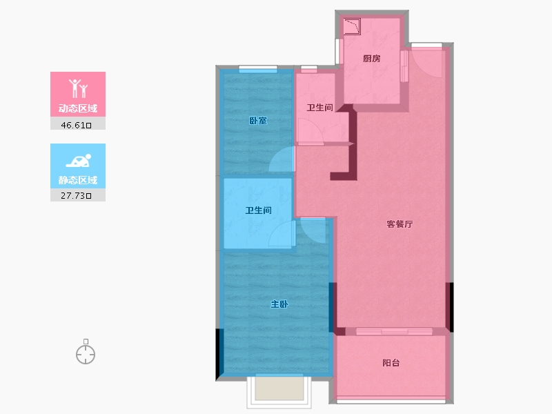 广西壮族自治区-北海市-雅居乐金海湾-65.73-户型库-动静分区