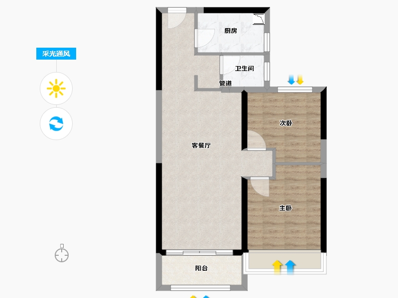 河南省-郑州市-亚星环翠居-68.00-户型库-采光通风