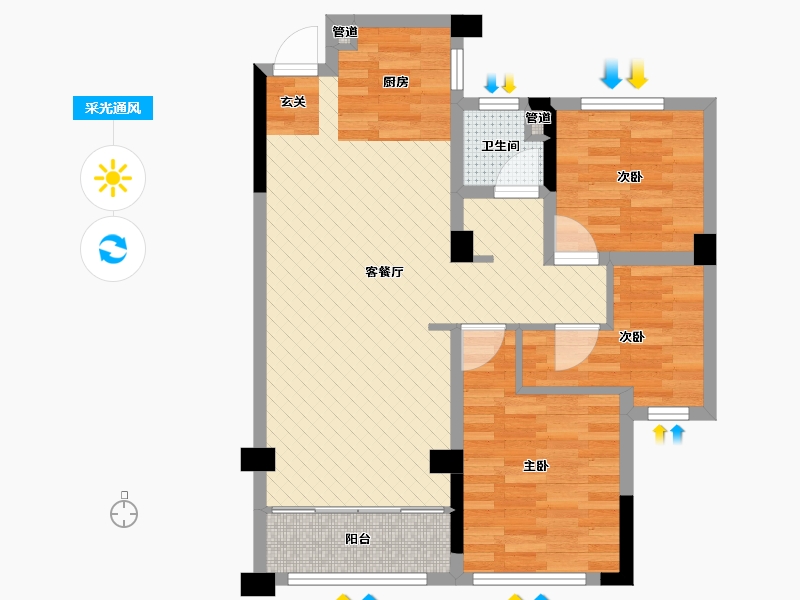 浙江省-丽水市-文晖名苑-69.83-户型库-采光通风