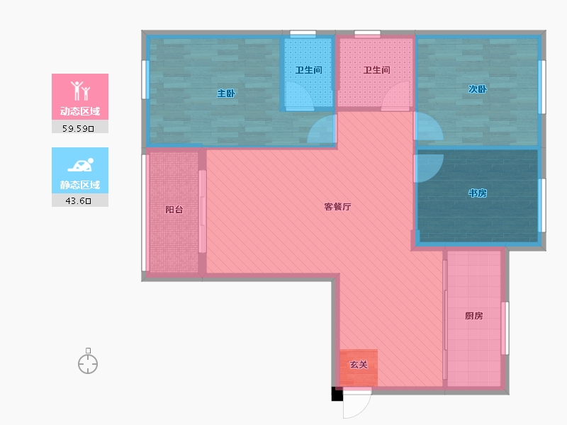 湖北省-咸宁市-滨湖公馆-92.43-户型库-动静分区