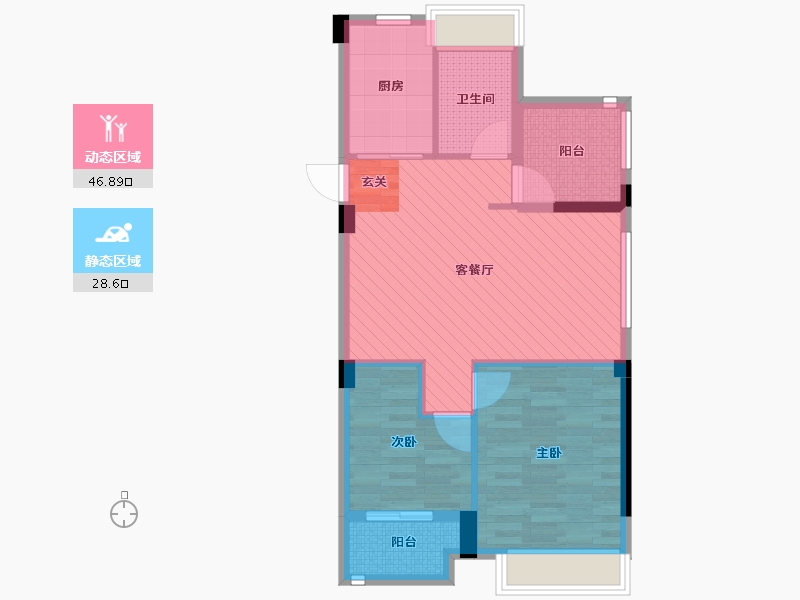 浙江省-杭州市-西溪海.星海苑-66.96-户型库-动静分区