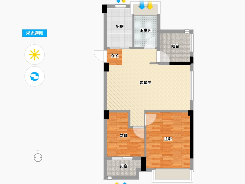 浙江省-杭州市-西溪海.星海苑-66.96-户型库-采光通风