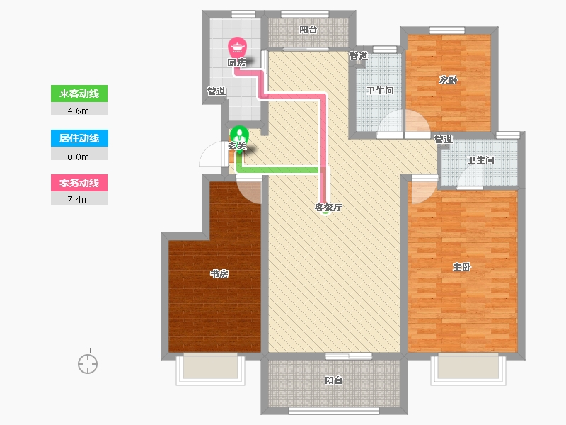 山东省-临沂市-中央公馆-108.07-户型库-动静线