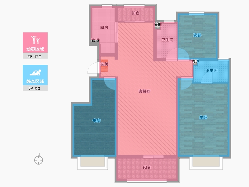 山东省-临沂市-中央公馆-108.07-户型库-动静分区