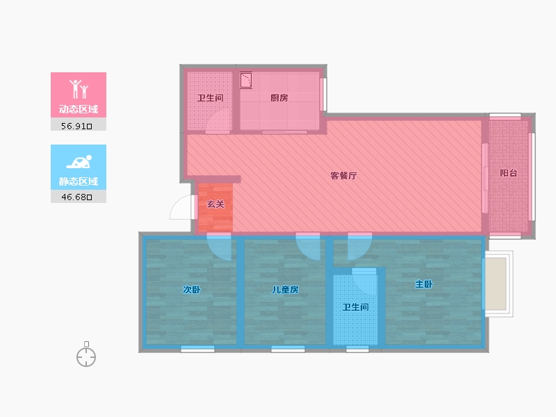 陕西省-安康市-新强怡景苑-90.40-户型库-动静分区