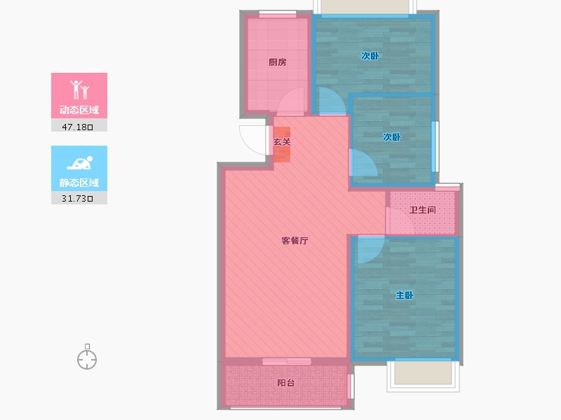 江苏省-淮安市-尚都汇-69.60-户型库-动静分区