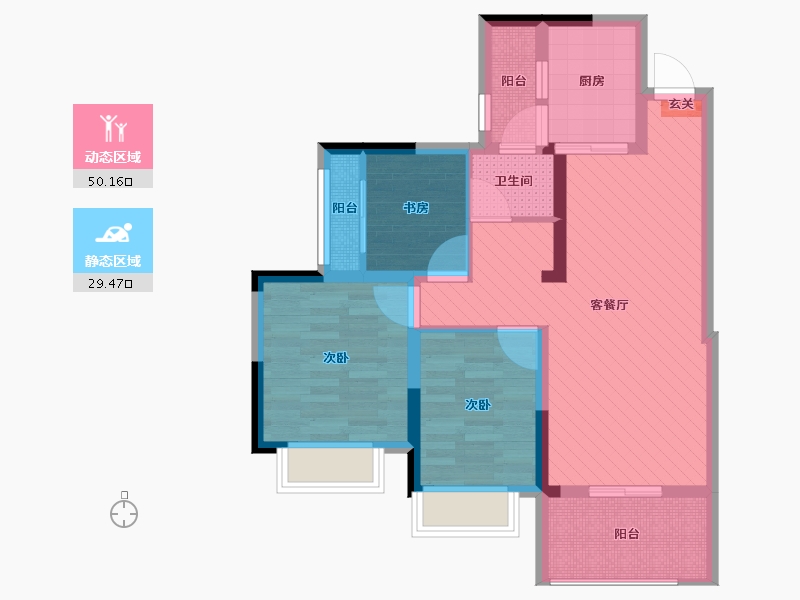 四川省-成都市-汇景新城-68.21-户型库-动静分区