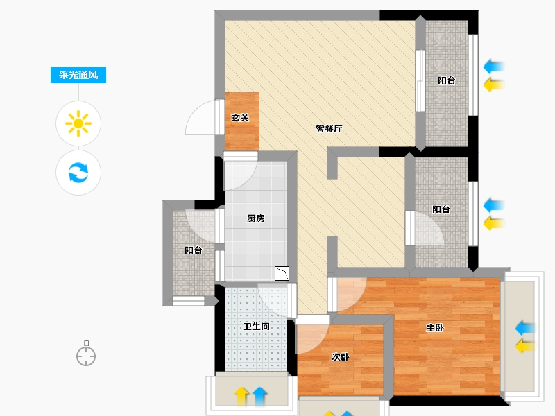 四川省-成都市-鲁能城-53.74-户型库-采光通风