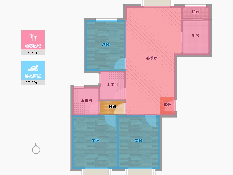 北京-北京市-世纪城(三期)-80.56-户型库-动静分区