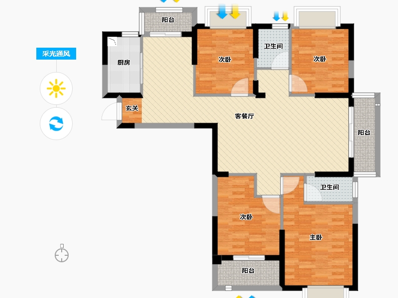 江苏省-徐州市-大儒世家-104.70-户型库-采光通风