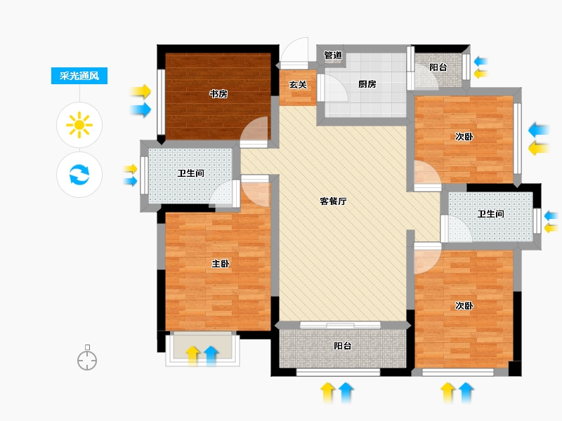 四川省-成都市-驿都城-89.80-户型库-采光通风