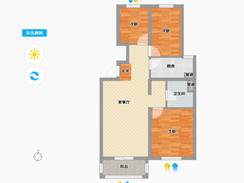 北京-北京市-紫峰九院-73.50-户型库-采光通风