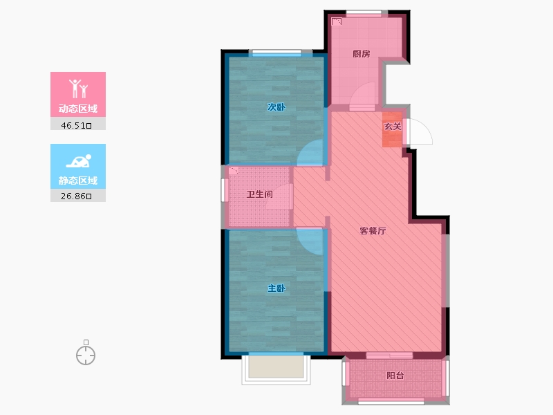 河北省-唐山市-和泓阳光北岸-64.36-户型库-动静分区