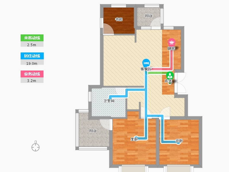 吉林省-延边朝鲜族自治州-碧水园林三期-74.40-户型库-动静线