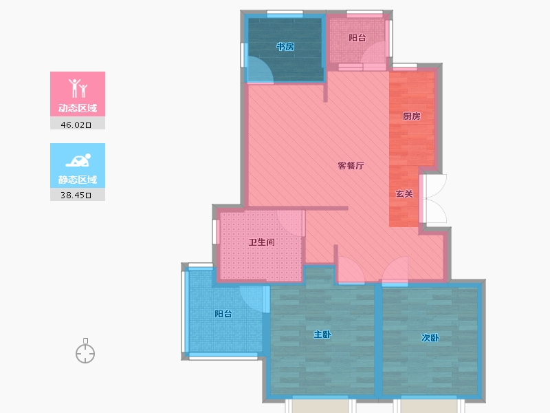 吉林省-延边朝鲜族自治州-碧水园林三期-74.40-户型库-动静分区