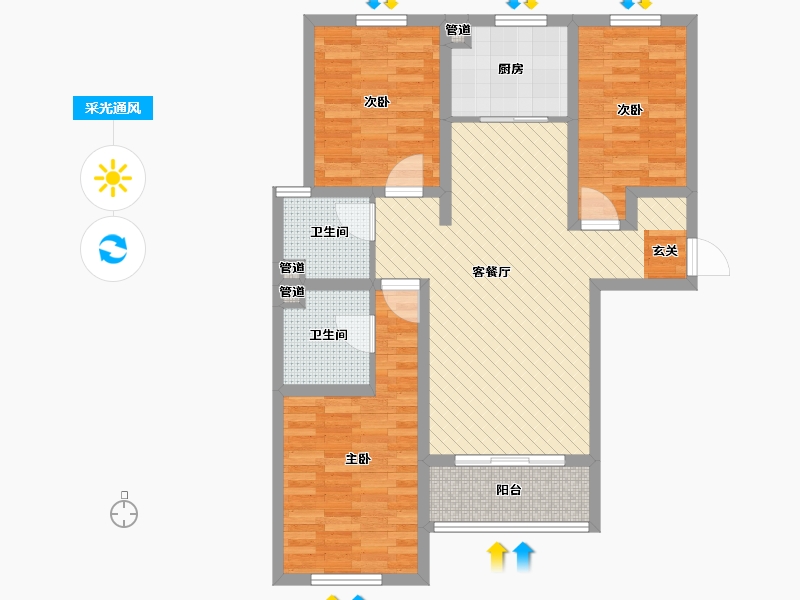 河北省-衡水市-安平县中心嘉苑-83.80-户型库-采光通风