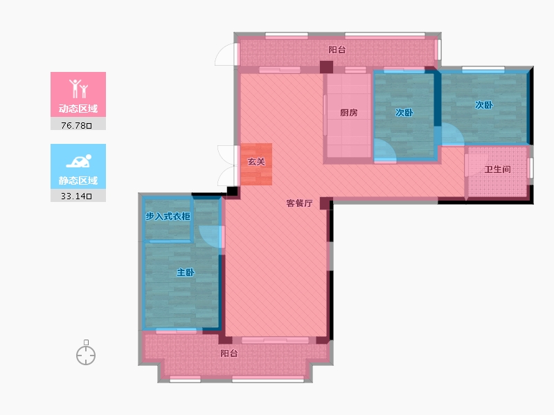 四川省-成都市-碧桂园海昌天澜-95.21-户型库-动静分区