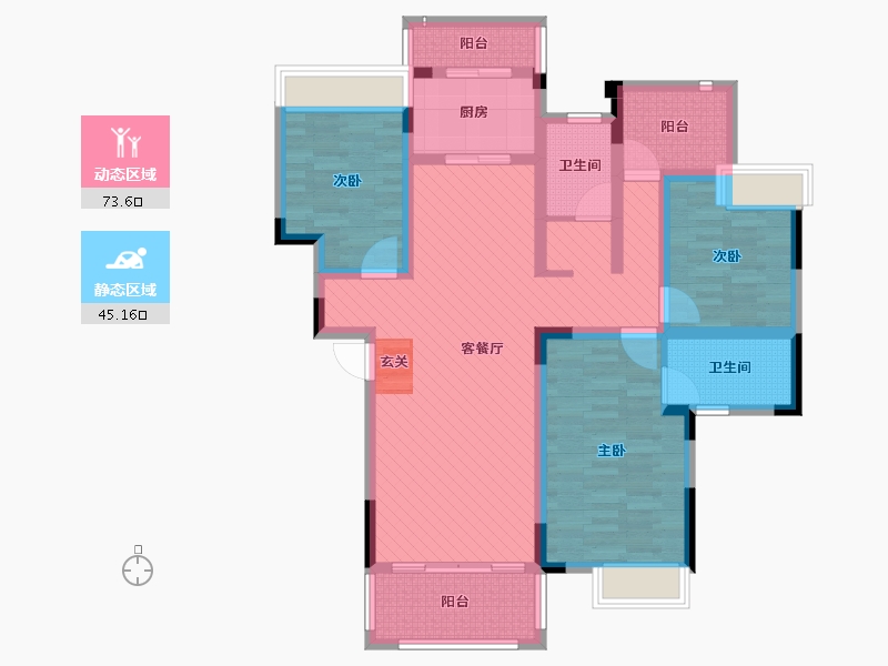 四川省-成都市-成都现代城-102.17-户型库-动静分区