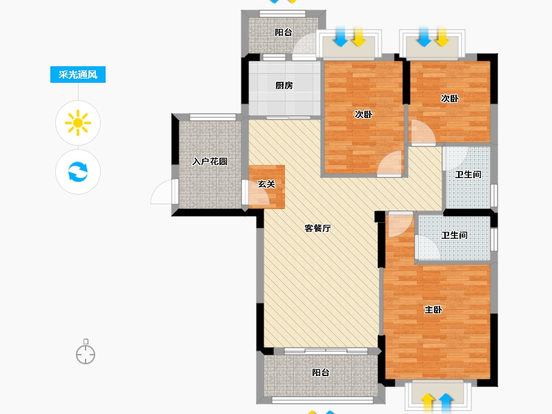 浙江省-金华市-东磁新城国际花园-96.21-户型库-采光通风