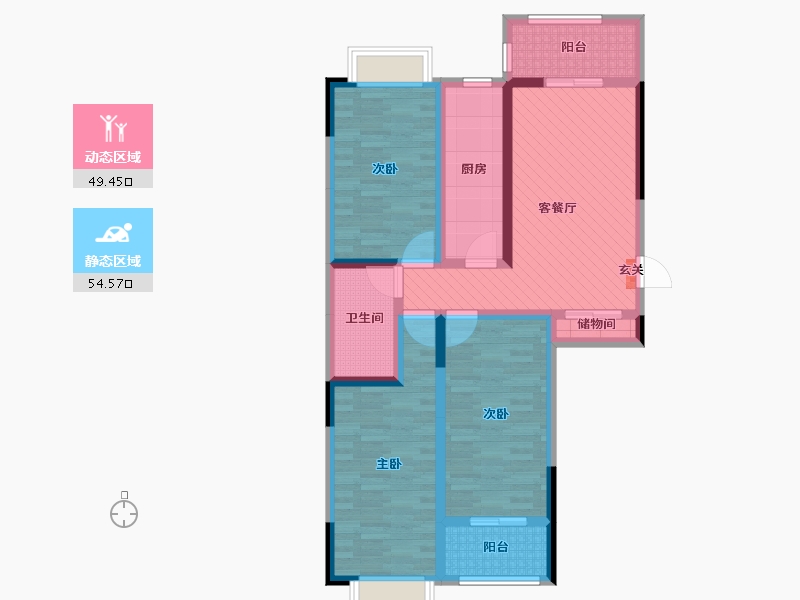 陕西省-咸阳市-枫景苑-89.11-户型库-动静分区