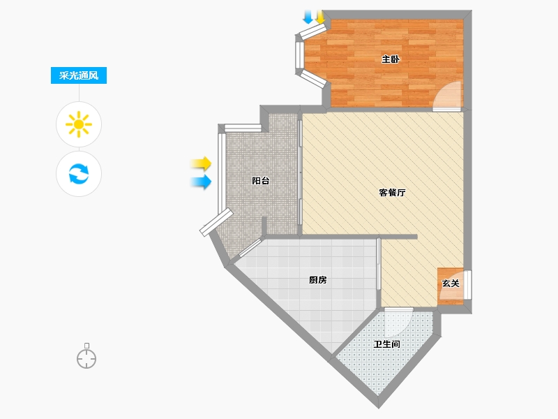 北京-北京市-玉竹园一里-55.88-户型库-采光通风