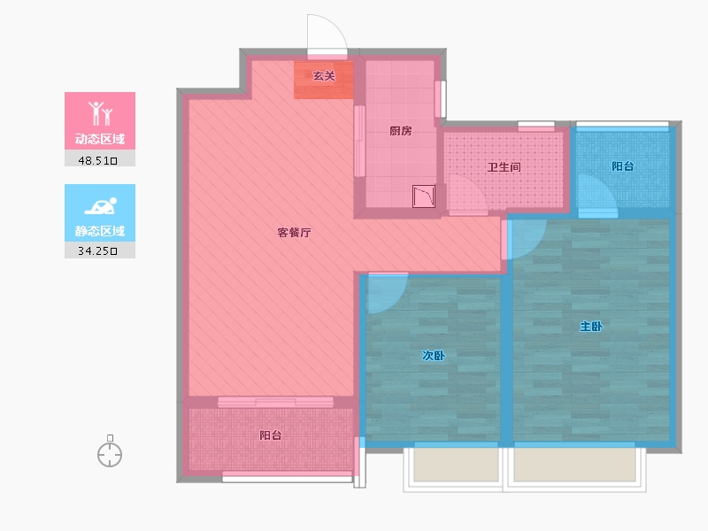 江苏省-扬州市-和昌运河东郡-72.00-户型库-动静分区