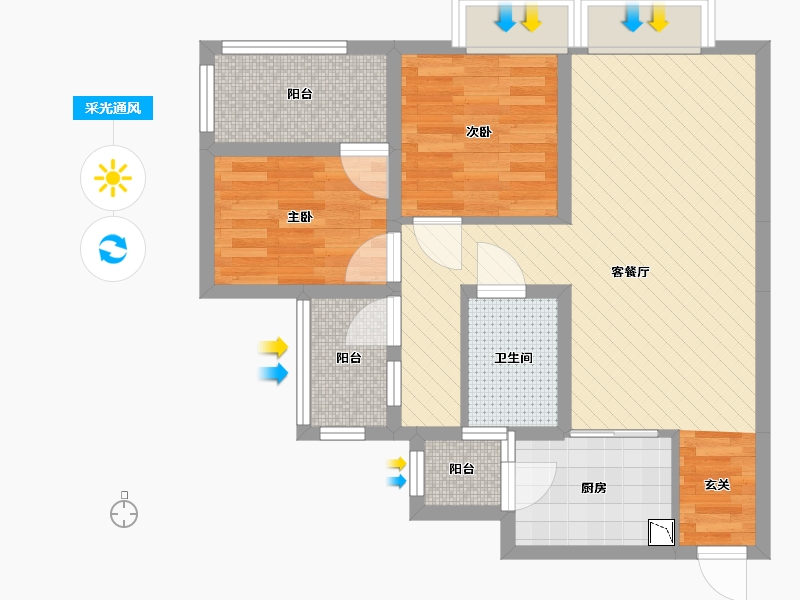 四川省-成都市-首创娇子一号-63.33-户型库-采光通风