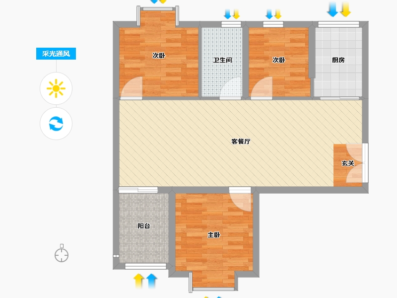 山东省-烟台市-万和城-73.94-户型库-采光通风