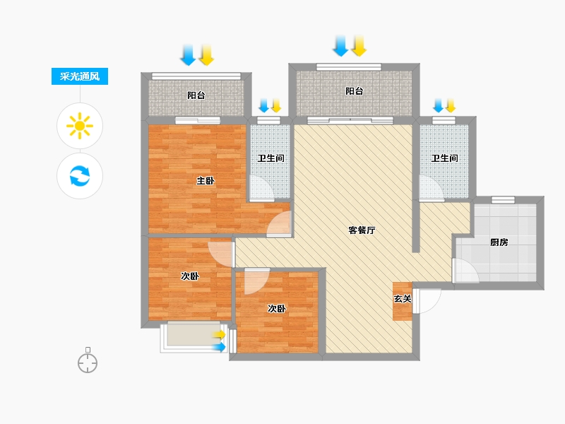 湖南省-衡阳市-鸿源广场-88.29-户型库-采光通风