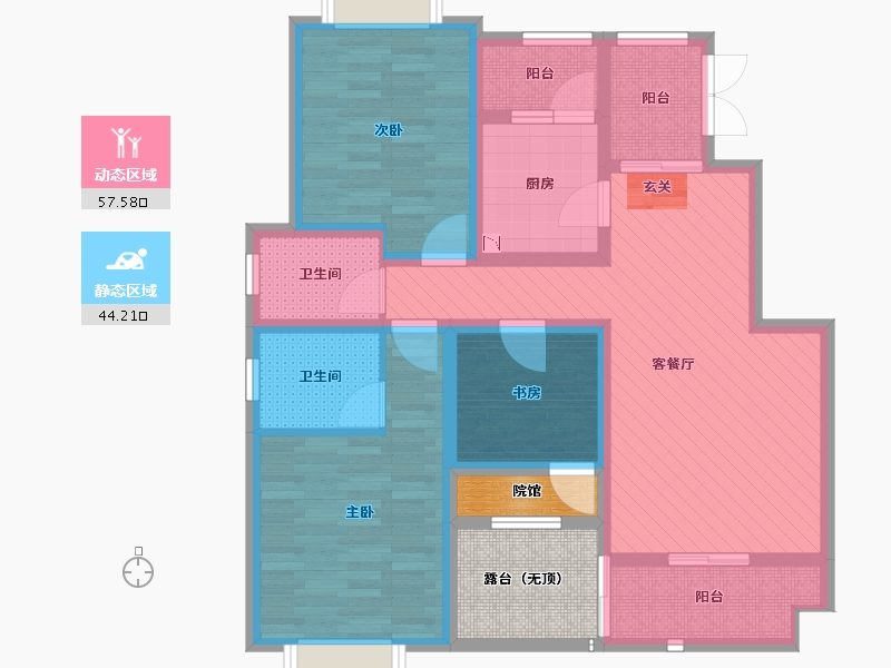 重庆-重庆市-津辉半山府邸-94.67-户型库-动静分区