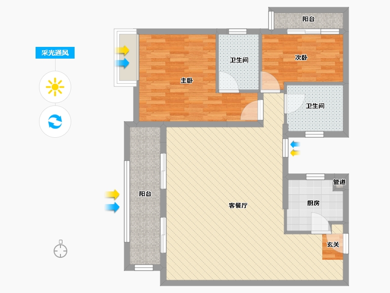 福建省-莆田市-保利城-85.60-户型库-采光通风