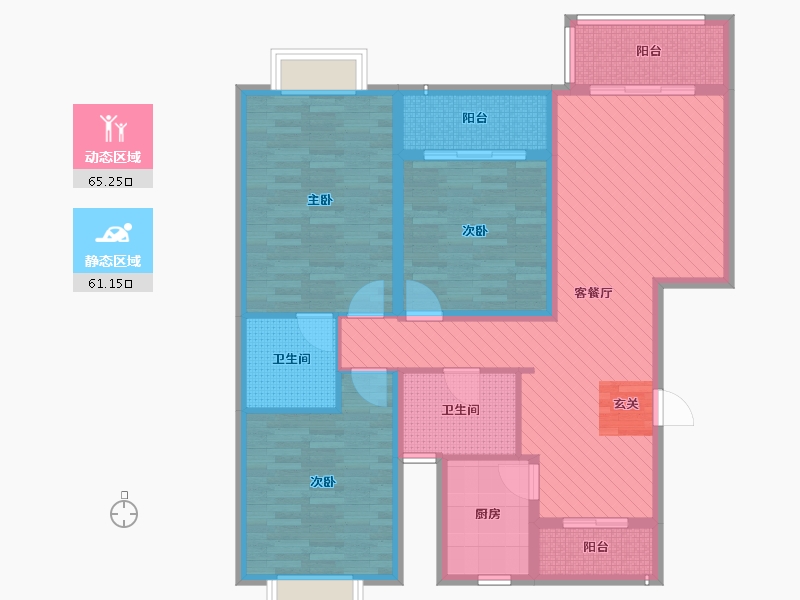 江苏省-盐城市-金色水岸-111.00-户型库-动静分区