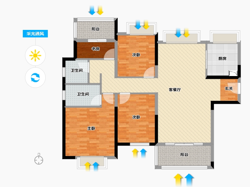 辽宁省-沈阳市-其仕和颂-120.00-户型库-采光通风