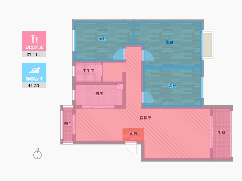 山东省-东营市-众成锦霞新城-91.86-户型库-动静分区