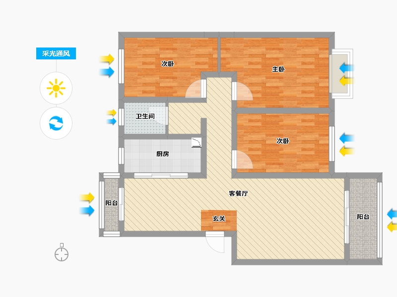 山东省-东营市-众成锦霞新城-91.86-户型库-采光通风