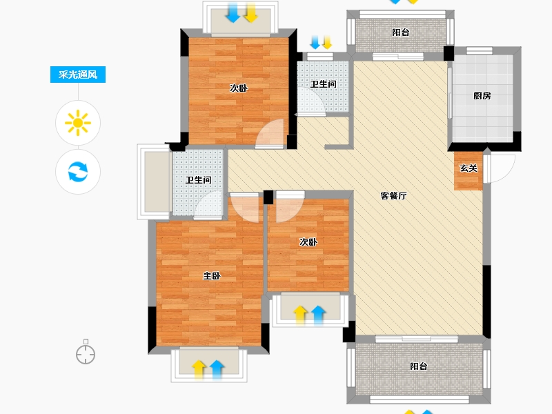 江西省-上饶市-干越壹号-84.76-户型库-采光通风