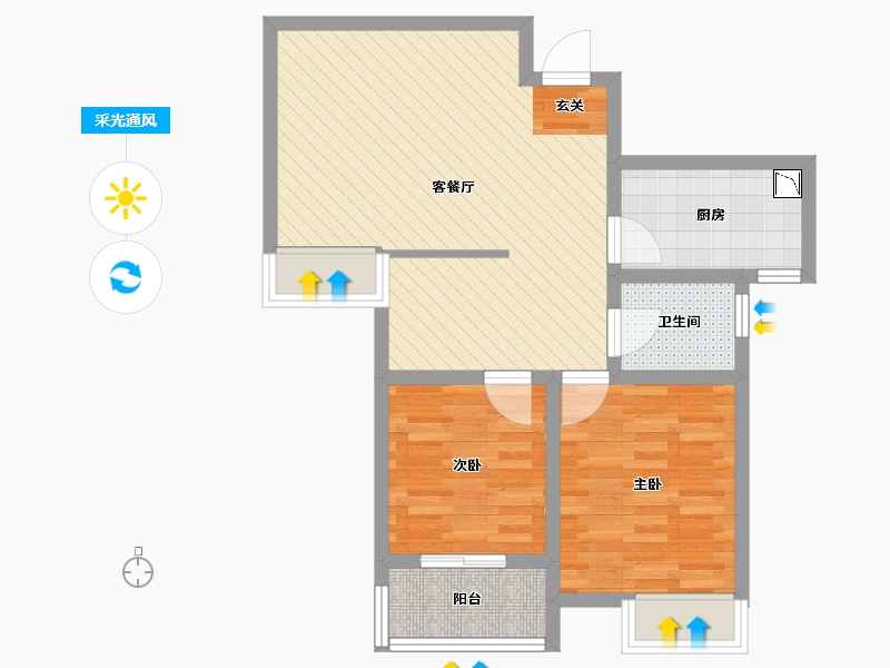 河南省-郑州市-新家园-63.80-户型库-采光通风