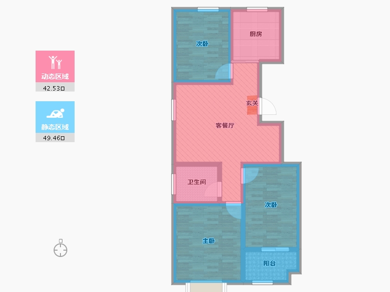 山东省-潍坊市-华安庭安风景-80.00-户型库-动静分区