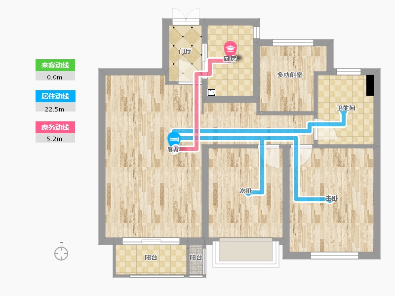 浙江省-杭州市-杭州湾公寓-69.63-户型库-动静线